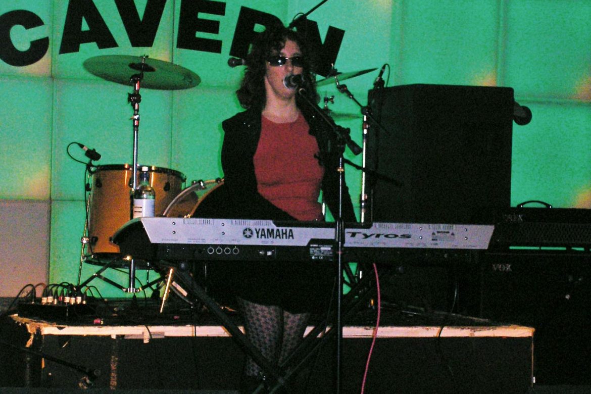 Sue Hedges front stage at the Cavern Club, Liverpool